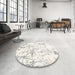 Round Machine Washable Contemporary Soft Ivory Beige Rug in a Office, wshcon2299