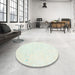 Round Machine Washable Contemporary Light Rose Green Rug in a Office, wshcon2300