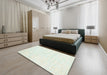 Contemporary Light Rose Green Modern Rug in a Bedroom, con2300