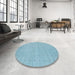 Round Contemporary Denim Blue Modern Rug in a Office, con2308