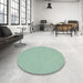 Round Machine Washable Contemporary Blue Green Rug in a Office, wshcon230