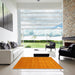 Square Contemporary Orange Red Modern Rug in a Living Room, con2310