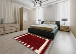 Contemporary Light French Beige Brown Modern Rug in a Bedroom, con2313