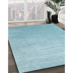 Machine Washable Contemporary Sky Blue Rug in a Family Room, wshcon2314