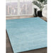 Contemporary Sky Blue Modern Rug in Family Room, con2314