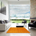 Square Contemporary Orange Red Modern Rug in a Living Room, con2315