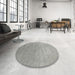 Round Contemporary Dark Gray Modern Rug in a Office, con2317