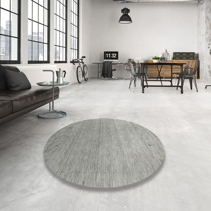 Round Machine Washable Contemporary Dark Gray Rug in a Office, wshcon2317