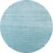 Sideview of Contemporary Sky Blue Modern Rug, con2318