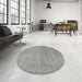 Round Contemporary Dark Gray Modern Rug in a Office, con2319