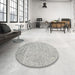 Round Contemporary Gray Modern Rug in a Office, con2323