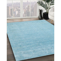 Contemporary Light Sky Blue Modern Rug, con2327