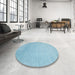 Round Contemporary Light Sky Blue Modern Rug in a Office, con2327