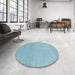 Round Contemporary Denim Blue Modern Rug in a Office, con2329