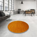 Round Contemporary Orange Red Modern Rug in a Office, con2330