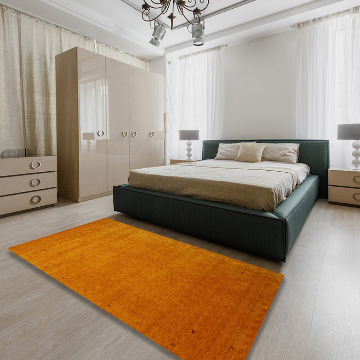 Contemporary Orange Red Modern Rug in a Bedroom, con2330