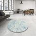 Round Contemporary Gray Modern Rug in a Office, con2332