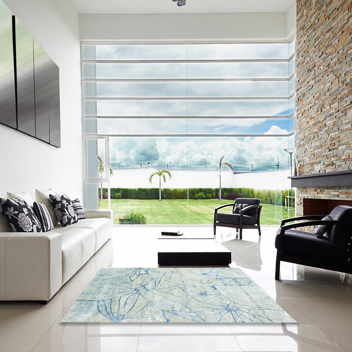 Square Contemporary Gray Modern Rug in a Living Room, con2332