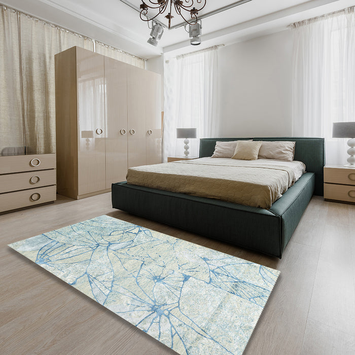 Contemporary Gray Modern Rug in a Bedroom, con2332