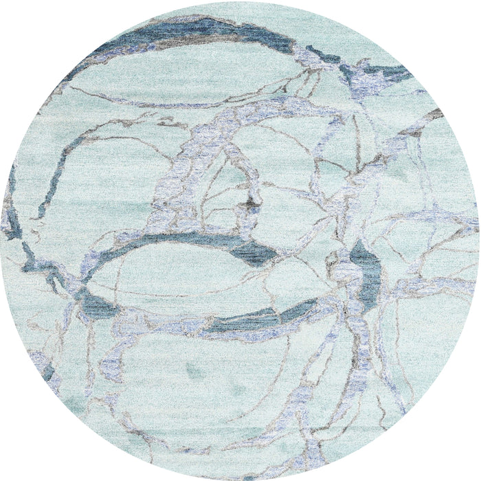 Square Machine Washable Contemporary Pale Blue Lily Blue Rug, wshcon2333