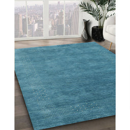 Machine Washable Contemporary Blue Ivy Blue Rug in a Family Room, wshcon2337