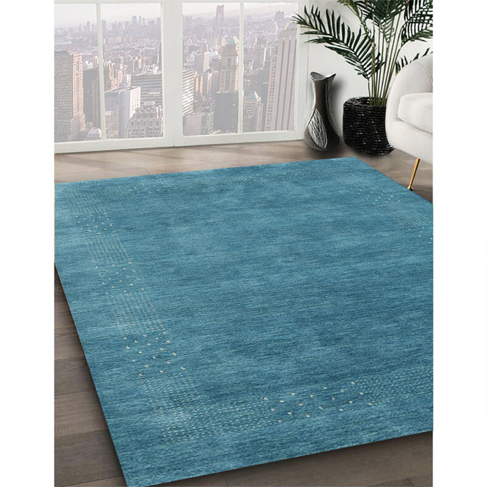 Machine Washable Contemporary Blue Ivy Blue Rug in a Family Room, wshcon2337