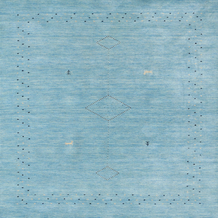 Sideview of Machine Washable Contemporary Sky Blue Rug, wshcon2338