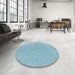 Round Contemporary Sky Blue Modern Rug in a Office, con2338