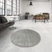 Round Contemporary Dark Gray Modern Rug in a Office, con2339