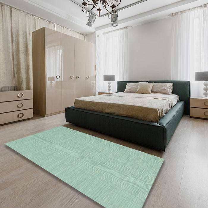 Machine Washable Contemporary Blue Green Rug in a Bedroom, wshcon233