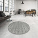 Round Machine Washable Contemporary Dark Gray Rug in a Office, wshcon2340