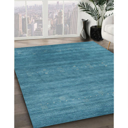 Contemporary Blue Ivy Blue Modern Rug in Family Room, con2341