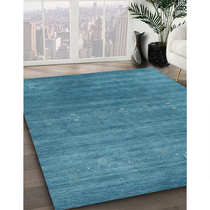 Machine Washable Contemporary Blue Ivy Blue Rug in a Family Room, wshcon2341