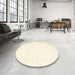 Round Machine Washable Contemporary Moccasin Beige Rug in a Office, wshcon2346