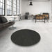 Round Machine Washable Contemporary Charcoal Black Rug in a Office, wshcon234