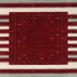 Square Contemporary Crimson Red Modern Rug, con2350