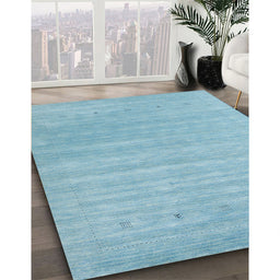 Machine Washable Contemporary Sky Blue Rug in a Family Room, wshcon2351