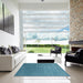 Square Machine Washable Contemporary Blue Ivy Blue Rug in a Living Room, wshcon2352