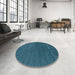 Round Machine Washable Contemporary Dark Cyan Green Rug in a Office, wshcon2355