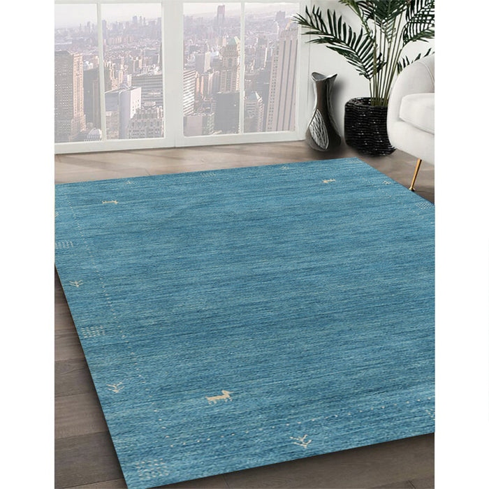 Machine Washable Contemporary Blue Ivy Blue Rug in a Family Room, wshcon2358