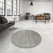 Round Machine Washable Contemporary Dark Gray Rug in a Office, wshcon2363