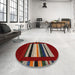 Round Contemporary Red Modern Rug in a Office, con2364