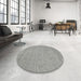 Round Contemporary Dark Gray Modern Rug in a Office, con2368