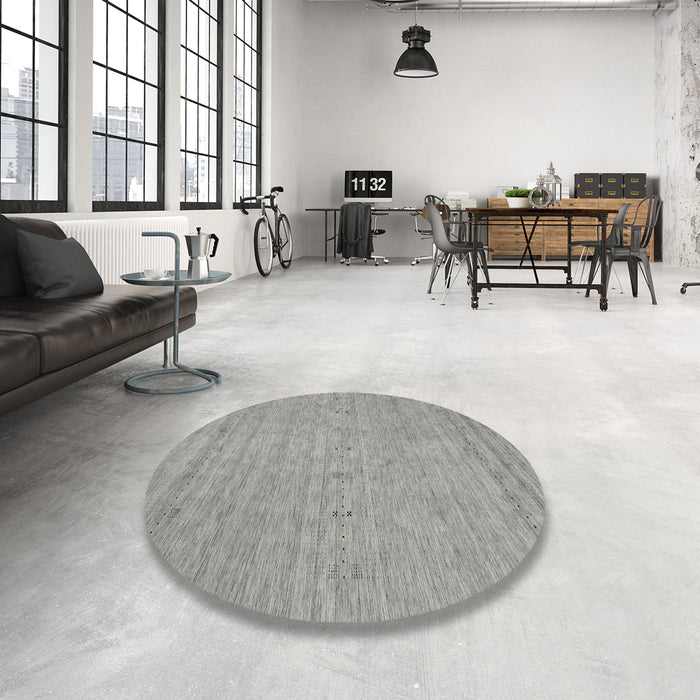 Round Machine Washable Contemporary Dark Gray Rug in a Office, wshcon2368