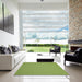 Square Machine Washable Contemporary Green Rug in a Living Room, wshcon236