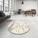 Round Machine Washable Contemporary Desert Sand Beige Rug in a Office, wshcon2378