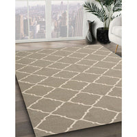 Contemporary Light French Beige Brown Trellis Rug, con2379