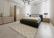 Contemporary Light French Beige Brown Trellis Rug in a Bedroom, con2379