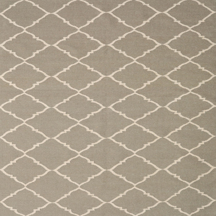 Square Contemporary Light French Beige Brown Trellis Rug, con2379