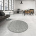 Round Contemporary Dark Gray Modern Rug in a Office, con2380